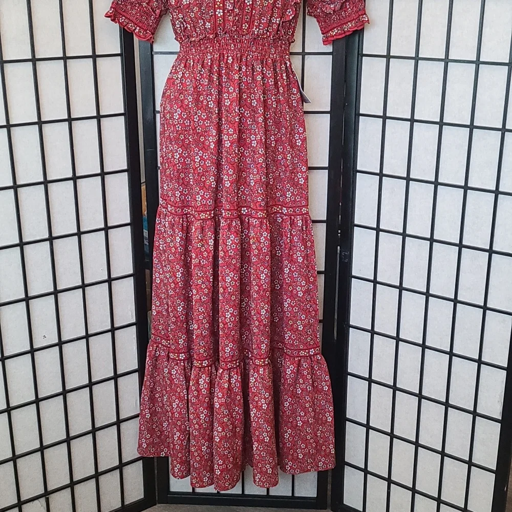 NWT Max Studio Red Ruffled Maxi Dress sz XS/S - Picture 2 of 11